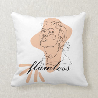 abstract Flawless Woman Face linear drawing Throw Pillow
