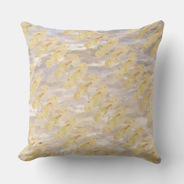 Abstract Flip Flops (yellow/sand) Outdoor Pillow (Front)