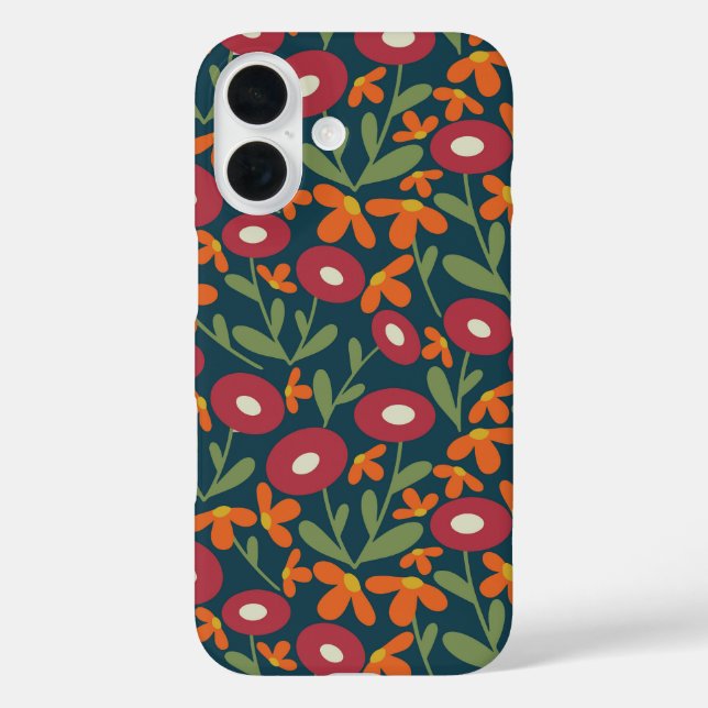 Abstract Flora Navy Blue Case-Mate iPhone Case (Back)