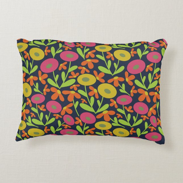 Abstract Flora Neon Accent Pillow (Back)