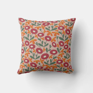 Abstract Flora Pink Throw Pillow