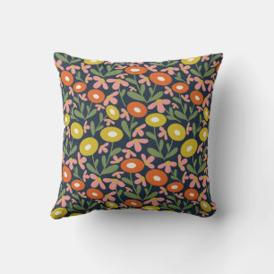 Abstract Flora Yellow Throw Pillow