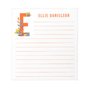 Abstract Floral Alphabet Lined Notepad