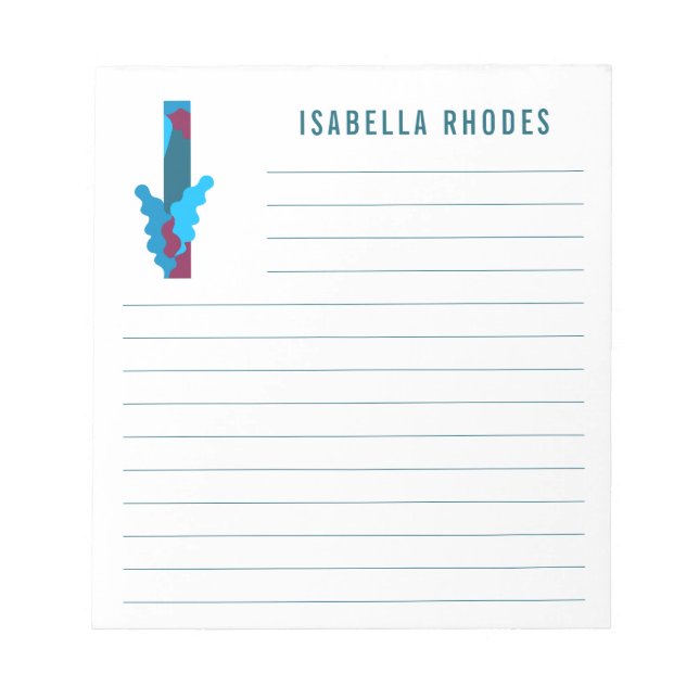 Abstract Floral Alphabet Lined Notepad (Front)