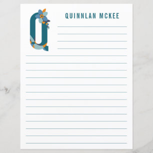 Abstract Floral Alphabet Lined Paper