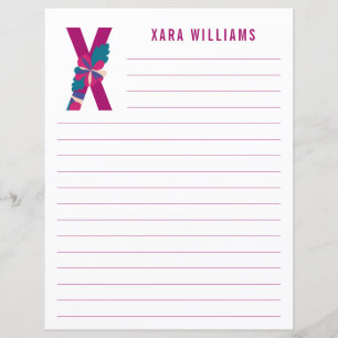 Abstract Floral Alphabet Lined Paper