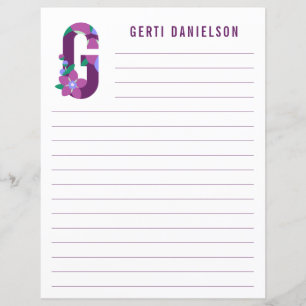 Abstract Floral Alphabet Lined Paper