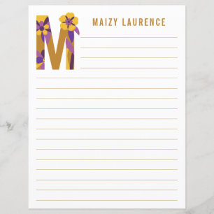 Abstract Floral Alphabet Lined Paper