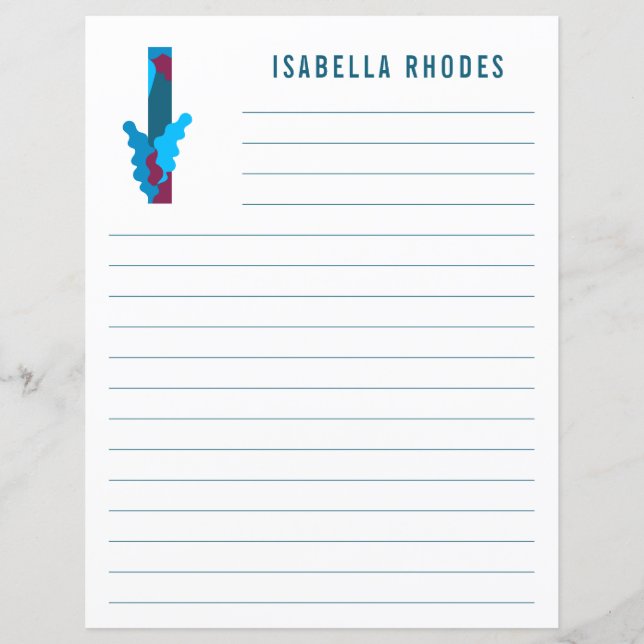 Abstract Floral Alphabet Lined Paper (Front)