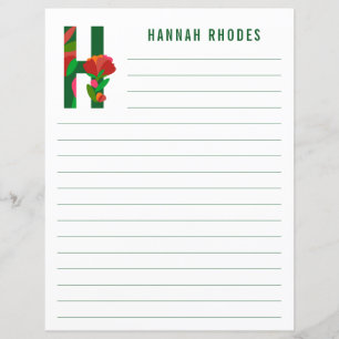 Abstract Floral Alphabet Lined Paper