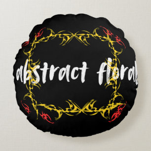 Abstract Floral Art Design Modern Flower Round Pillow