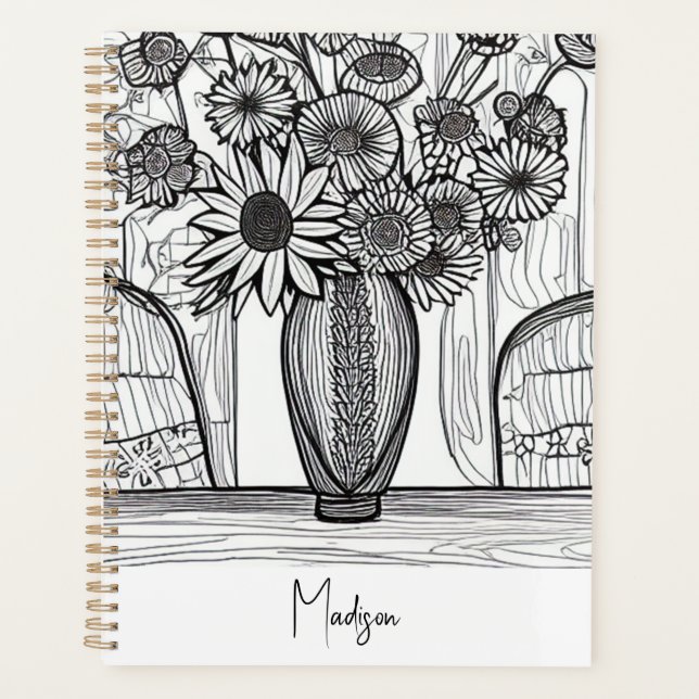 Abstract Floral Art Undated 2024 New Year  Planner (Front)