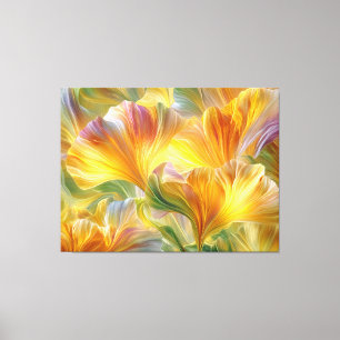 Abstract Floral Art with Yellow Petals Canvas Print