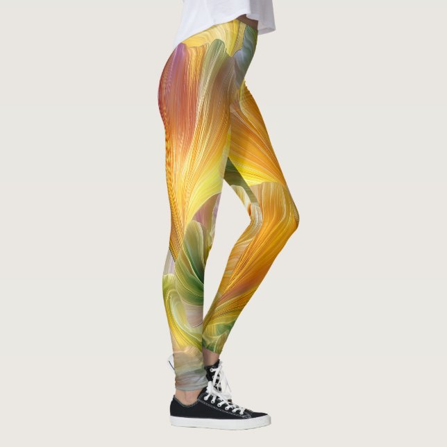 Abstract Floral Art with Yellow Petals Leggings (Right)
