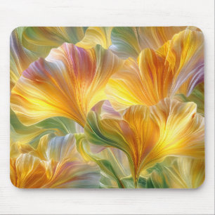 Abstract Floral Art with Yellow Petals Mouse Pad