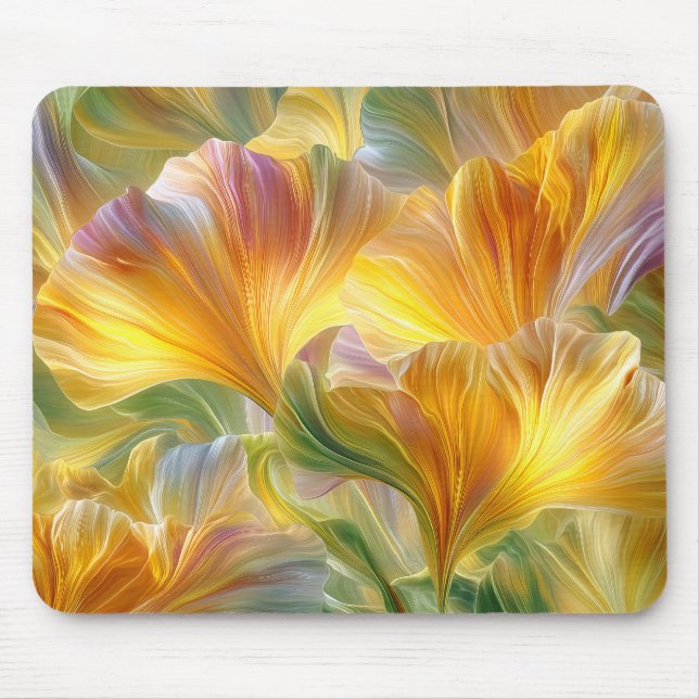 Abstract Floral Art with Yellow Petals Mouse Pad (Front)