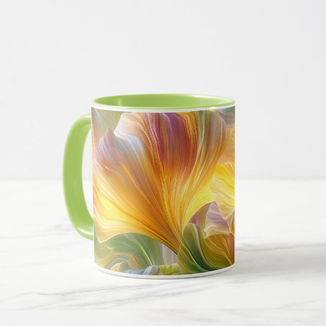 Abstract Floral Art with Yellow Petals Mug (Front Left)