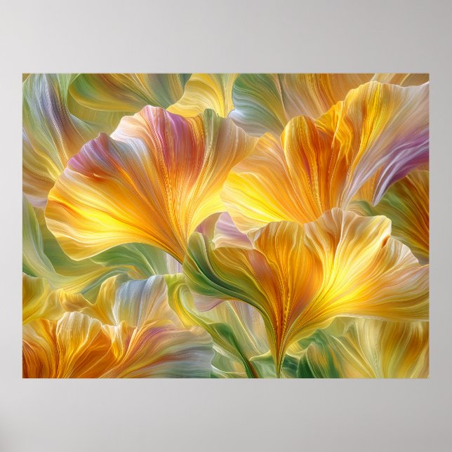 Abstract Floral Art with Yellow Petals Poster (Front)