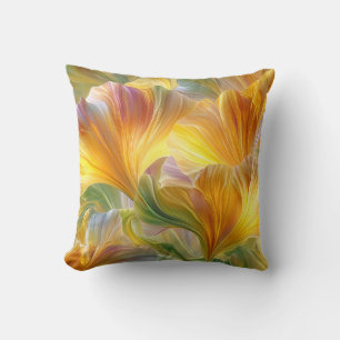 Abstract Floral Art with Yellow Petals Throw Pillow