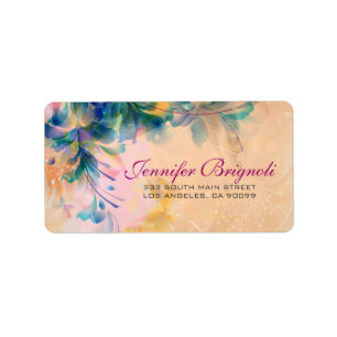 Abstract Floral Background Blue And Beige Label