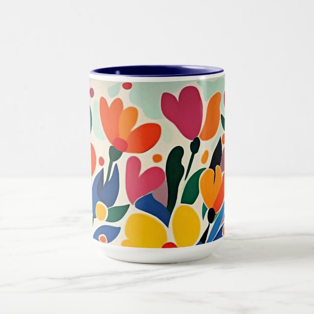 Abstract floral background, vibrant, mug (Center)