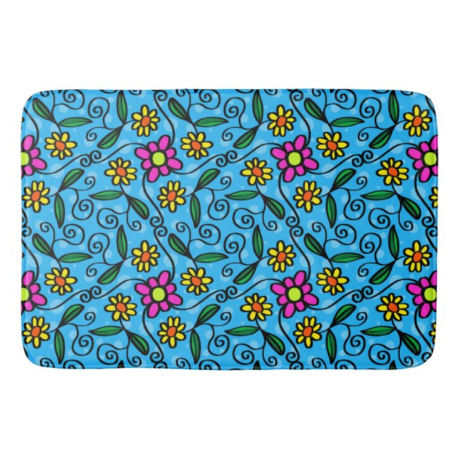 Abstract Floral Bath Mat (Front)