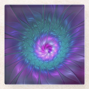 Abstract Floral Beauty Colorful Fractal Art Flower Glass Coaster