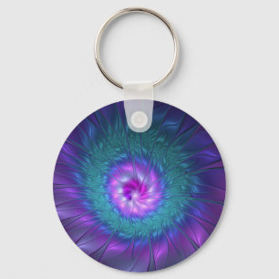 Abstract Floral Beauty Colorful Fractal Art Flower Keychain
