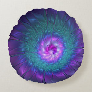 Abstract Floral Beauty Colorful Fractal Art Flower Round Pillow