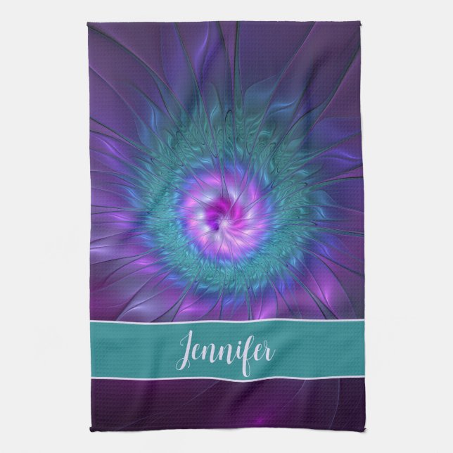 Abstract Floral Beauty Colourful Art Flower Name Kitchen Towel (Vertical)