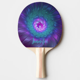 Abstract Floral Beauty Colourful Flower Own Name Ping Pong Paddle