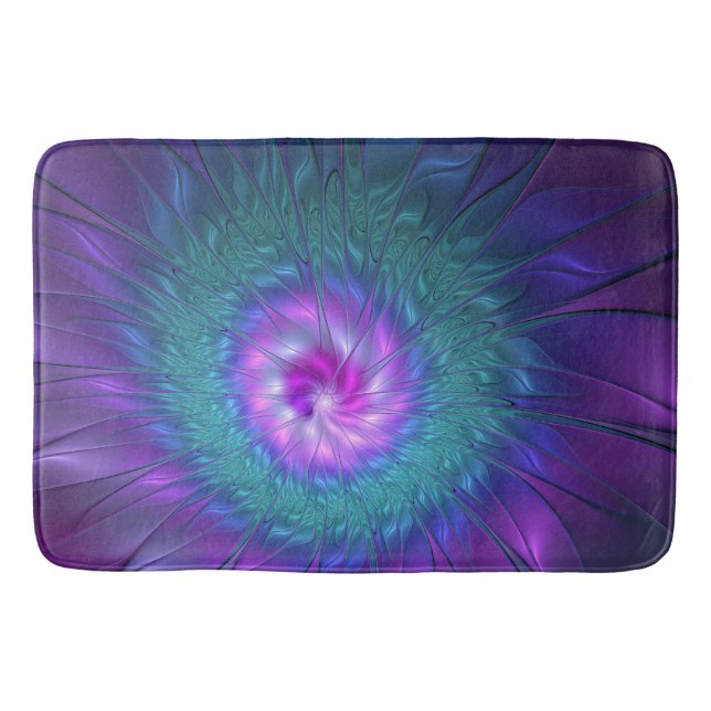 Abstract Floral Beauty Colourful Fractal Art Flowe Bath Mat (Front)