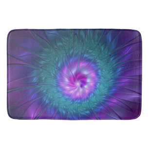 Abstract Floral Beauty Colourful Fractal Art Flowe Bath Mat