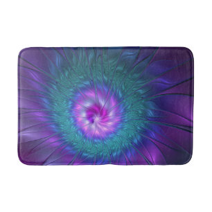 Abstract Floral Beauty Colourful Fractal Art Flowe Bath Mat