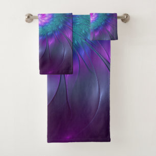 Abstract Floral Beauty Colourful Fractal Art Flowe Bath Towel Set