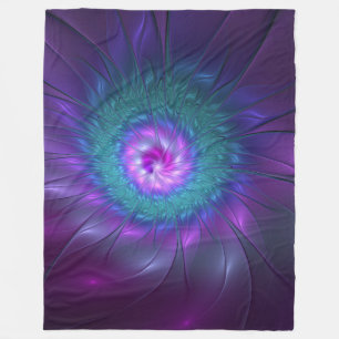 Abstract Floral Beauty Colourful Fractal Art Flowe Fleece Blanket
