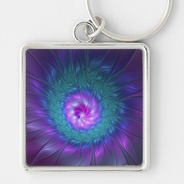 Abstract Floral Beauty Colourful Fractal Art Flowe Keychain (Front)