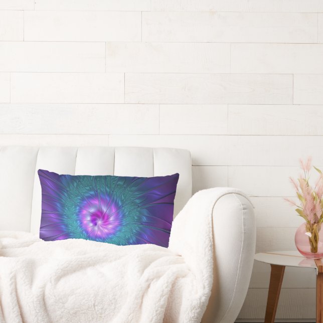 Abstract Floral Beauty Colourful Fractal Art Flowe Lumbar Pillow (Couch)
