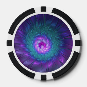 Abstract Floral Beauty Colourful Fractal Art Flowe Poker Chips