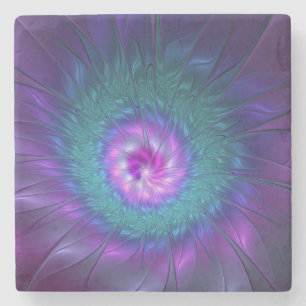 Abstract Floral Beauty Colourful Fractal Art Flowe Stone Coaster