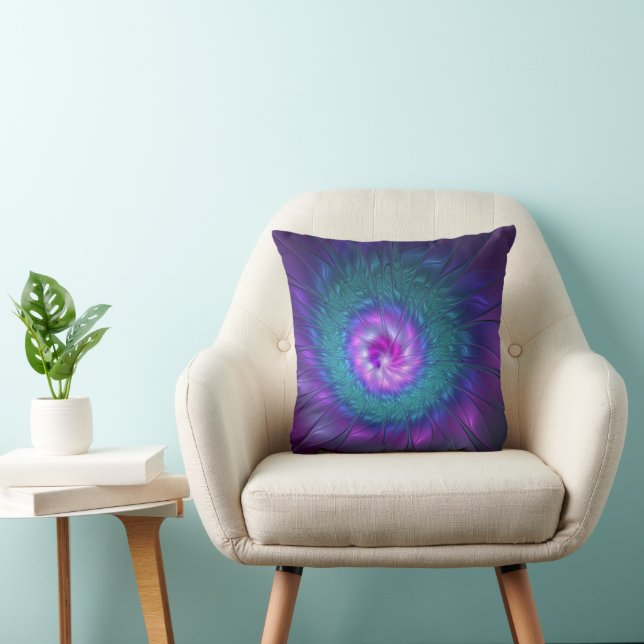 Abstract Floral Beauty Colourful Fractal Art Flowe Throw Pillow (Chair)