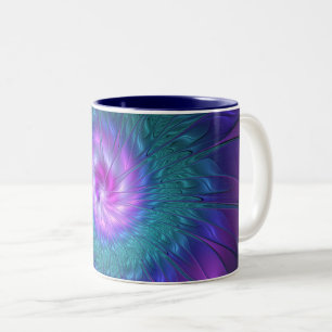 Abstract Floral Beauty Colourful Fractal Art Flowe Two-Tone Coffee Mug