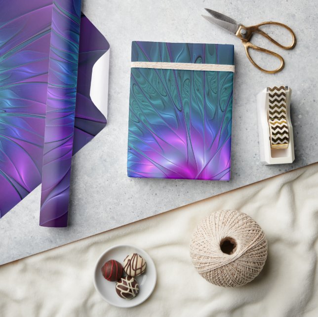 Abstract Floral Beauty Colourful Fractal Art Flowe Wrapping Paper (Crafts)