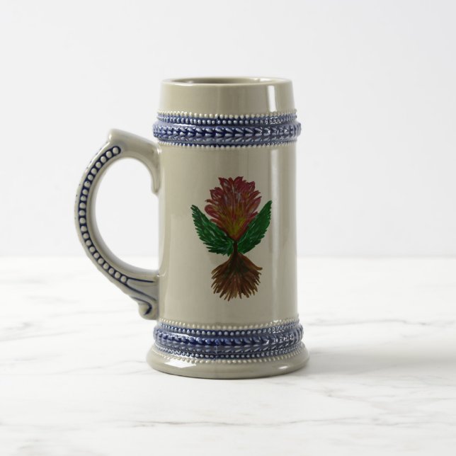 Abstract Floral  Beer Stein (Left)