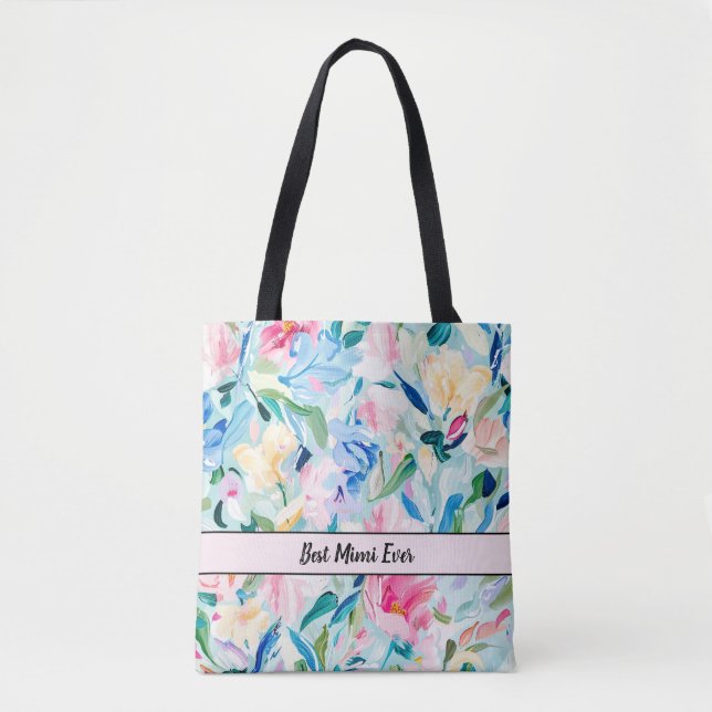Abstract Floral Best Mimi Ever  Tote Bag (Front)