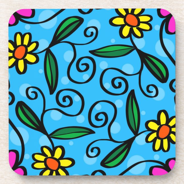 Abstract Floral Beverage Coaster (Front)