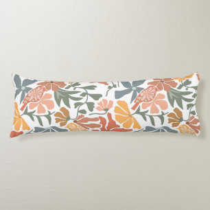 Abstract Floral & Birds Mid Century Modern Pattern Body Pillow