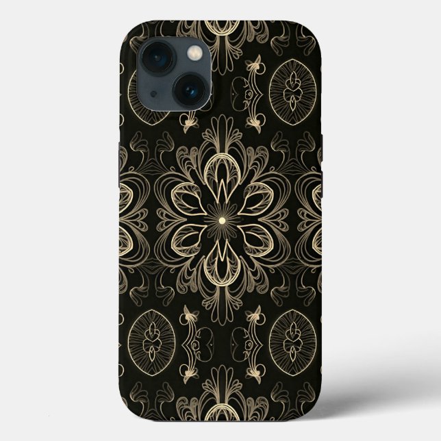 Abstract Floral Black And Gold Case-Mate iPhone Case (Back)