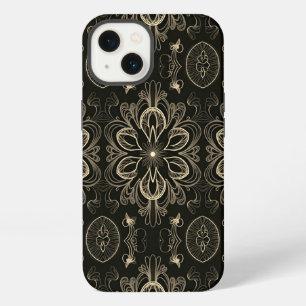Abstract Floral Black And Gold iPhone 13 Case