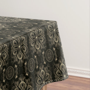 Abstract Floral Black And Gold Tablecloth